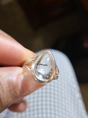 Sterling Silver Clear Teardrop Ring - Clear